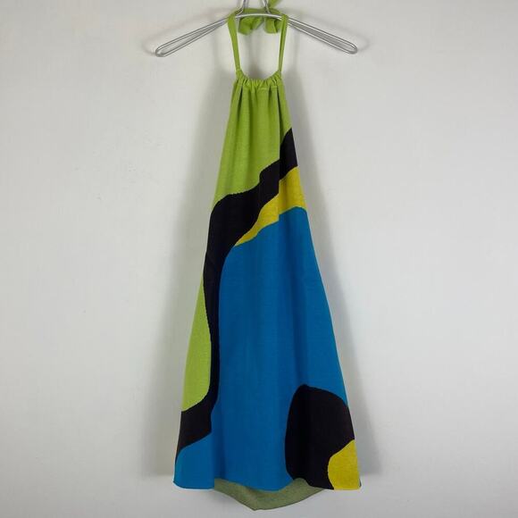 The Mayfair Group Olivia Knit Mini Halter Dress Green Brown SIZE XXL - Picture 2 of 8